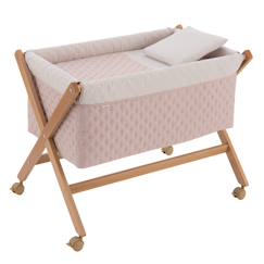 Berceau à pieds croisés en bois de hêtre avec roulettes et matelas  - vertbaudet enfant