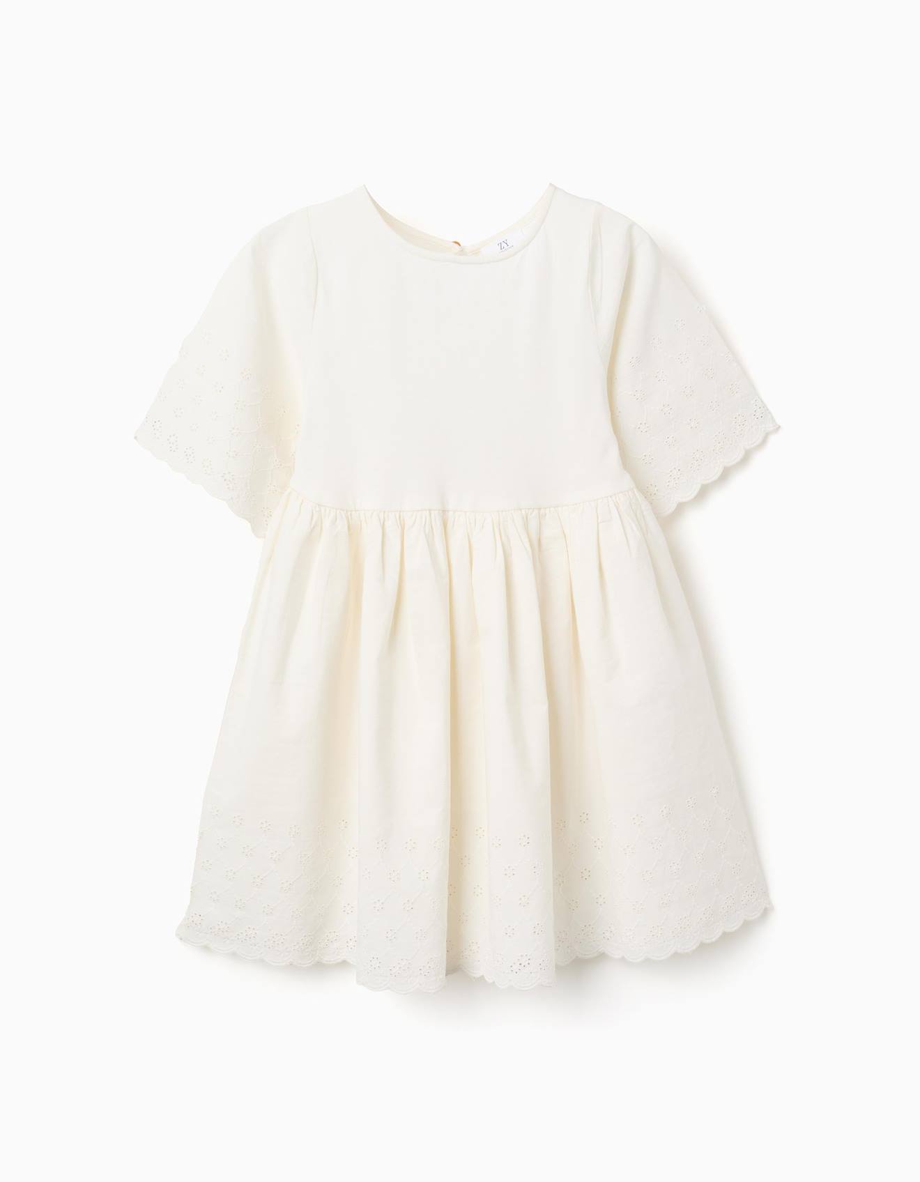 Robe Manches Courtes En Coton Avec Broderie Anglaise Beige Clair 22 €
