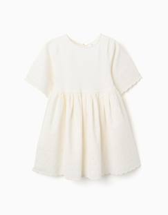 -Robe à manches courtes en coton avec broderie anglaise