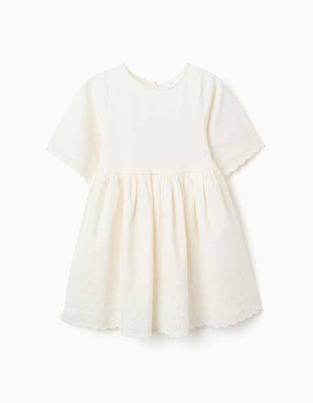 Robe à manches courtes en coton avec broderie anglaise  - vertbaudet enfant
