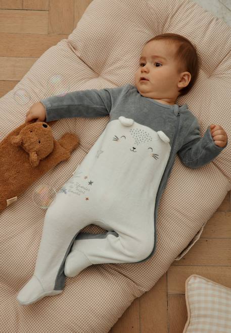 Bébé-Pyjama bébé en velours ouverture zippée rêverie