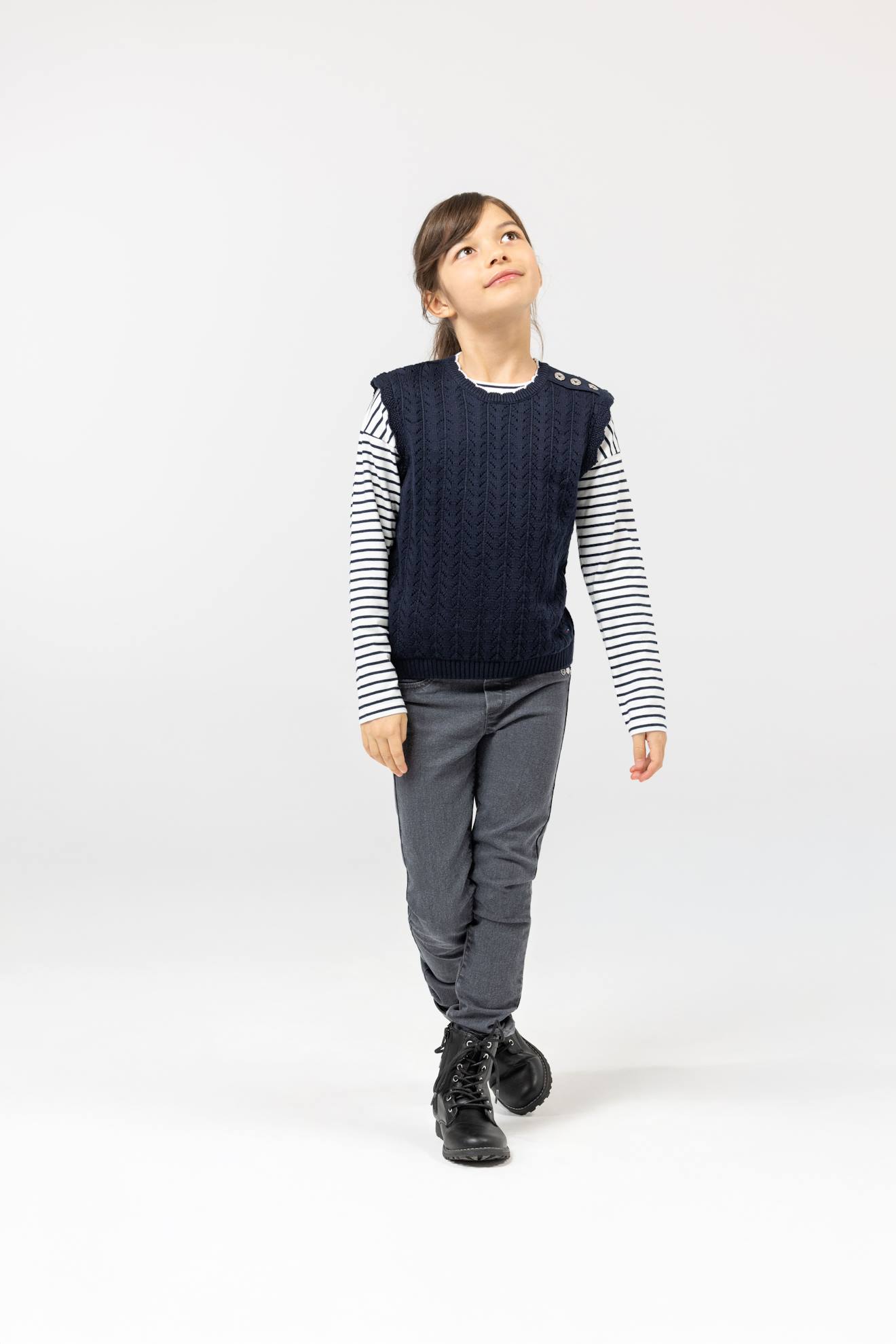 Pull 100% Coton Fille Indigo