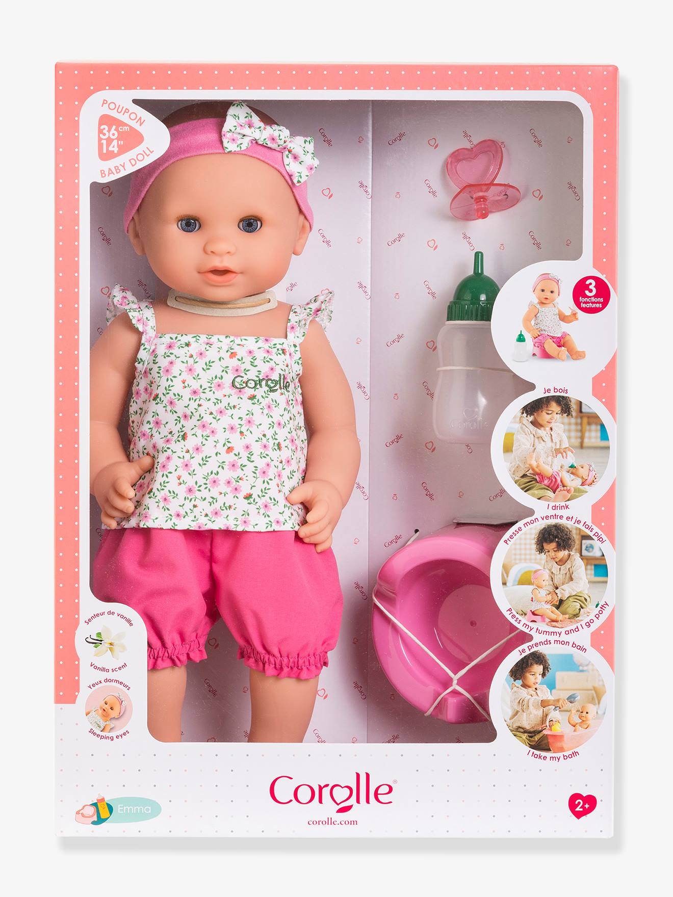 Poupon Emma fait pipi fleurie rose