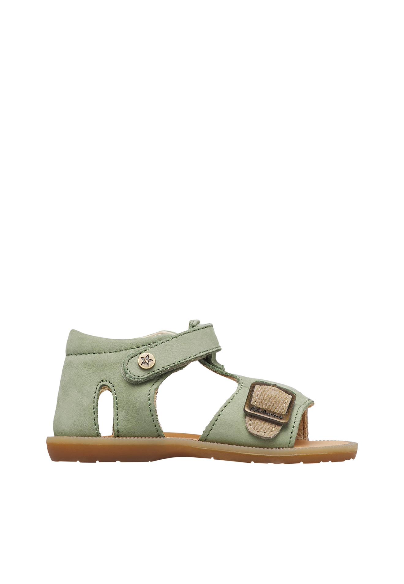 Sandales En Cuir Et Suède Quarzo Vert-