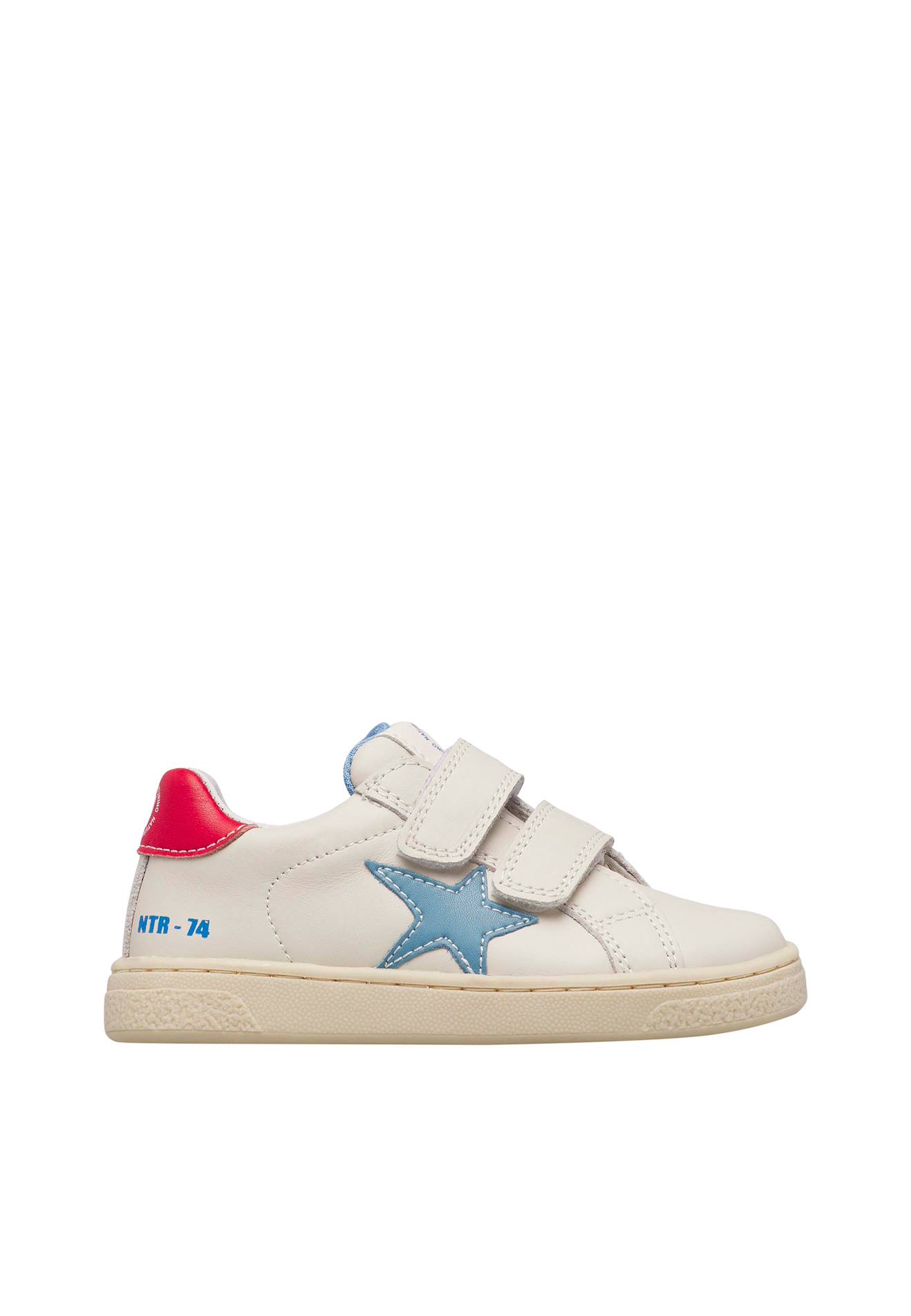 Baskets En Cuir Pinn Vl. Blanc-bleu Clair-rouge