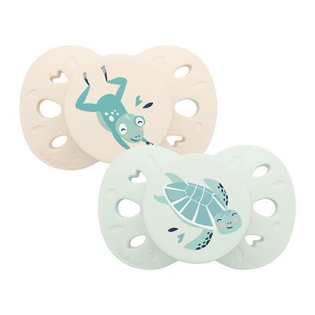 Sucette anatomique animaux - 0-6 mois - lot de 2 Bleu + beige+Jaune + beige+Vert + beige 13 - vertbaudet enfant 