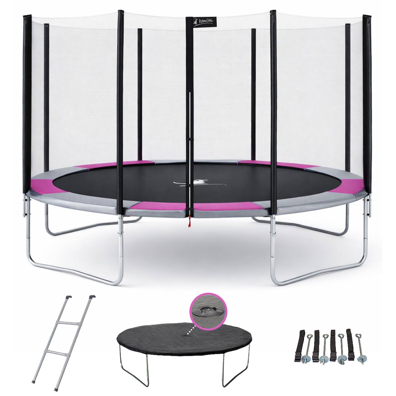 Trampoline Rond Ø 430cm Avec Filet, Échelle, Bâche Et Kit Ancrage - Ralli 430 Rose