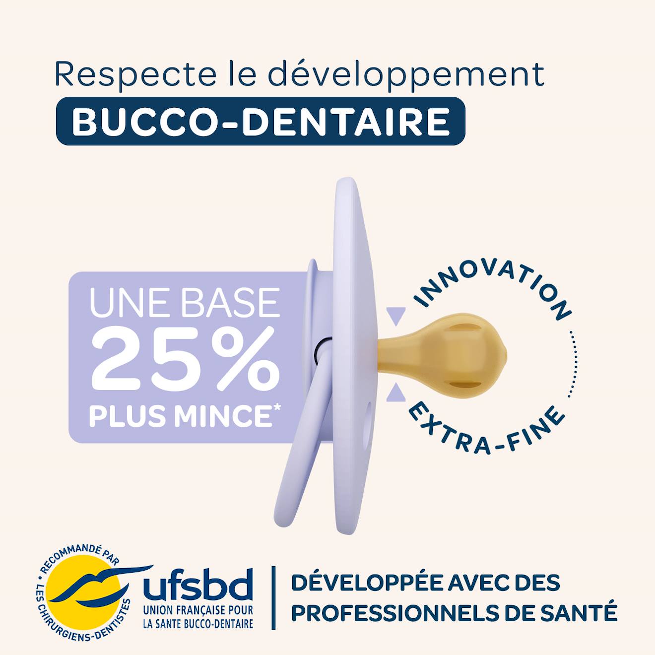 Sucette Ronde - 0-6 Mois - Lot De 2 Jaune + Beige (Biolane) - Image 2