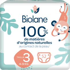 Puériculture-Toilette de bébé-Propreté et change-Couches jetables-Couches écologiques taille 3 de 4 à 9kg - 52 couches
