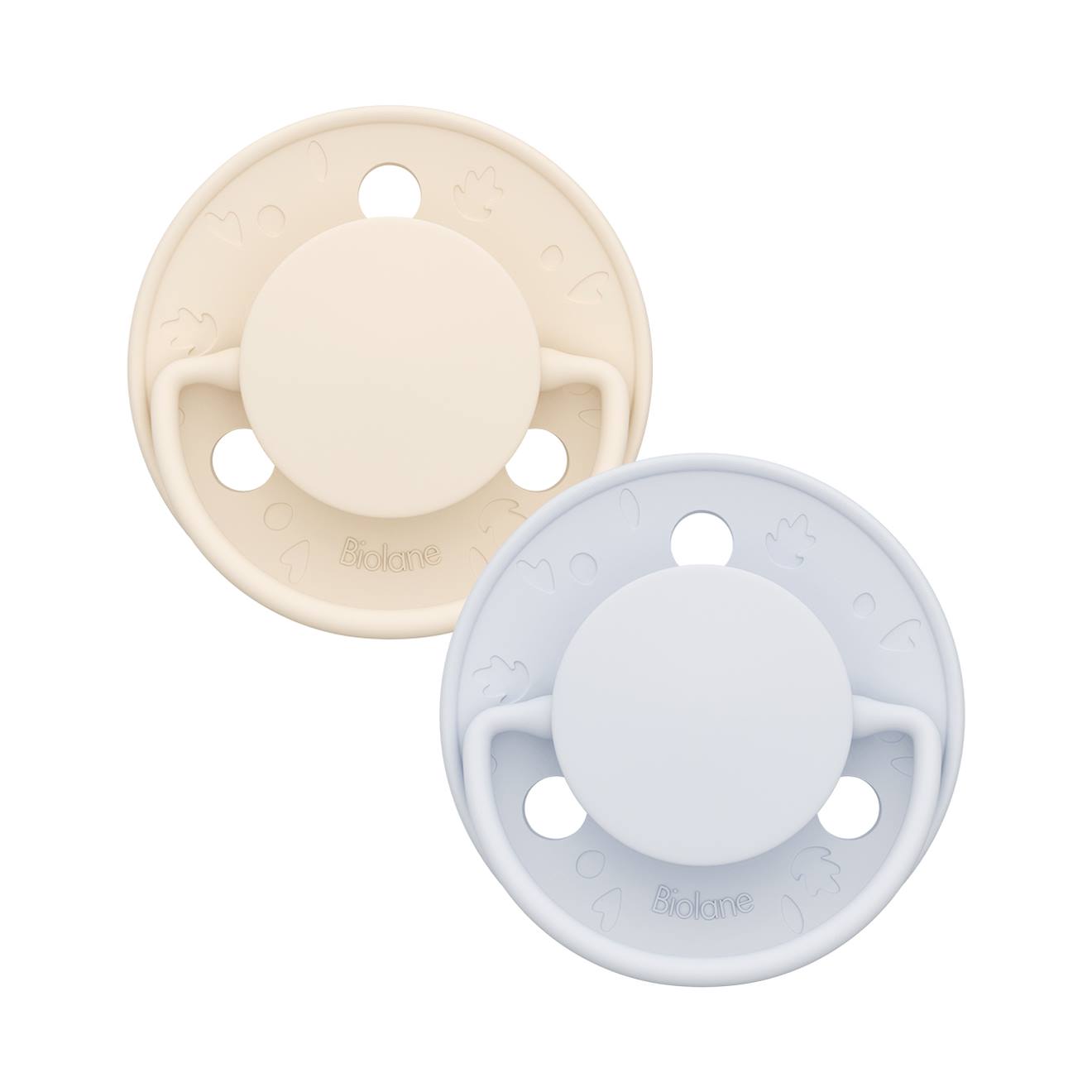 Sucette Ronde - 0-6 Mois - Lot De 2 Bleu + Beige
