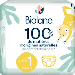 Puériculture-Toilette de bébé-Propreté et change-Couches jetables-Couches écologiques taille 1 de 2 à 5kg - 28 couches