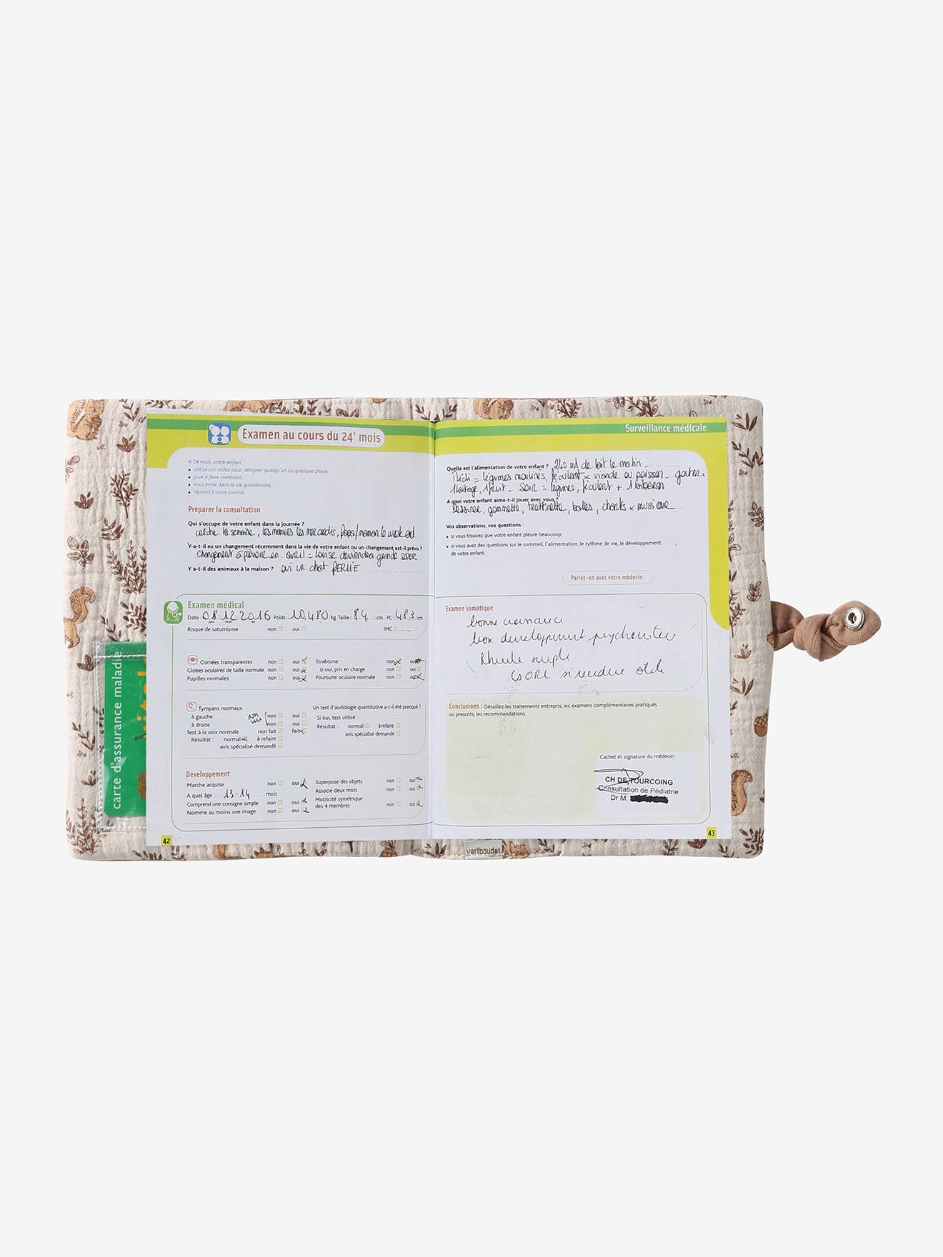 Protège carnet de santé en gaze de coton ficelle (Vertbaudet) - Image 1