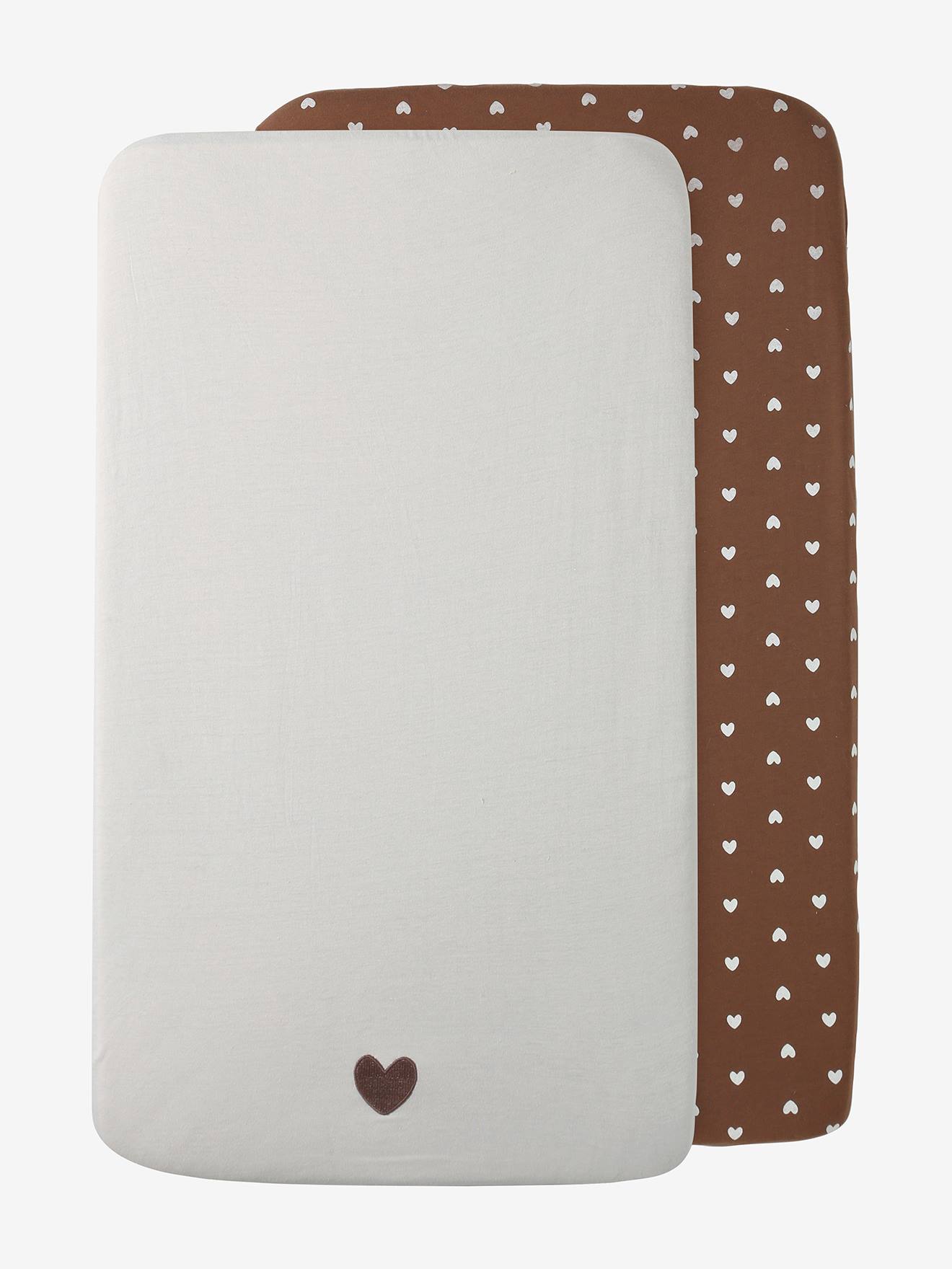 Lot de 2 housses pour berceau et cododo en coton bio* ficelle (Vertbaudet) - Couverture