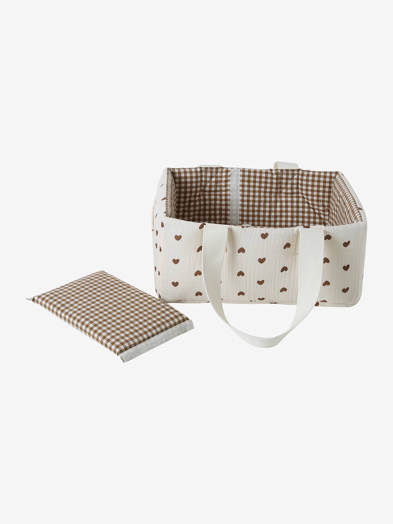 Panier de rangement deux compartiments écru (Vertbaudet) - Image 1