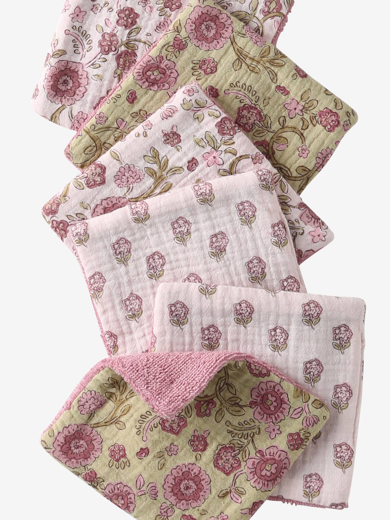 Lot de 6 lingettes lavables blanc imprimé (Vertbaudet) - Image 1