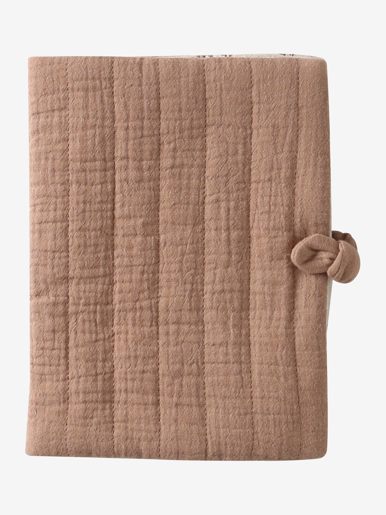 Protège carnet de santé en gaze de coton cappuccino (Vertbaudet) - Image 1