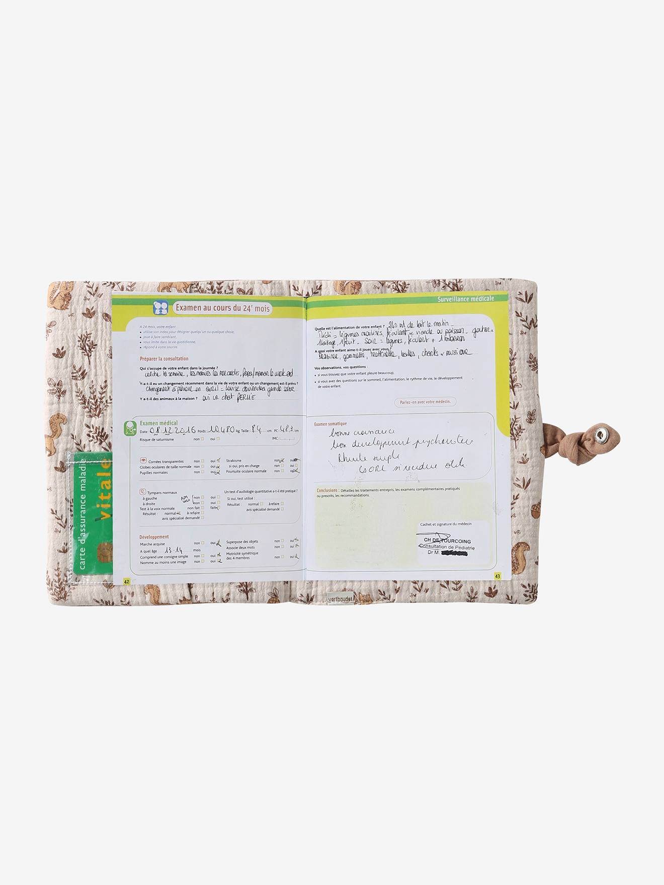 Protège carnet de santé en gaze de coton cappuccino (Vertbaudet) - Image 2
