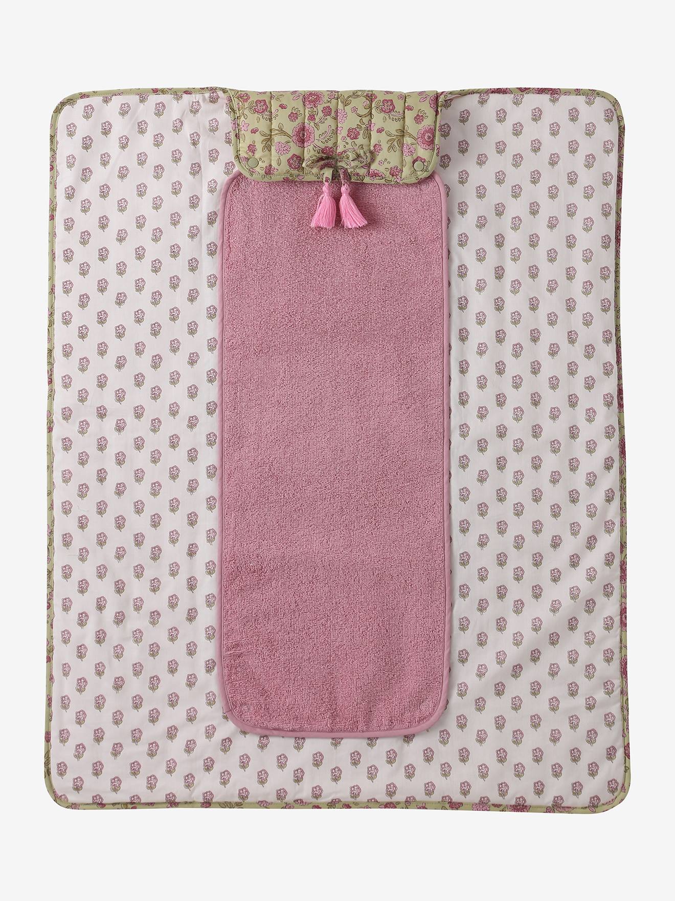 Tapis à langer de voyage rose imprimé (Vertbaudet) - Image 1