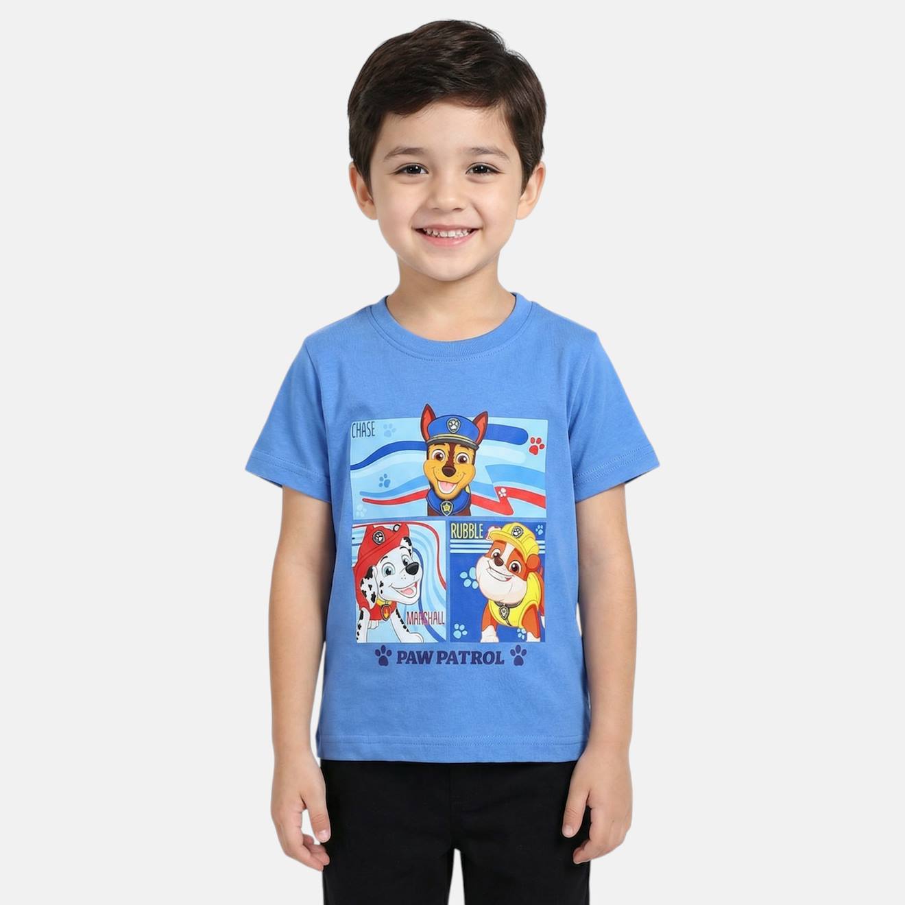 T-shirt Manches Courtes Enfant Imprimé Pat Patrouille Bleu