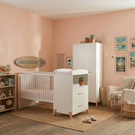Baby Price - Lit Combiné Evolutif En Bois - Joy Blanc/marron