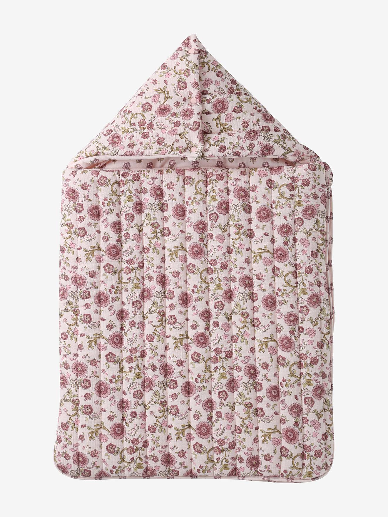 Nid d'ange enveloppant en coton rose imprimé
