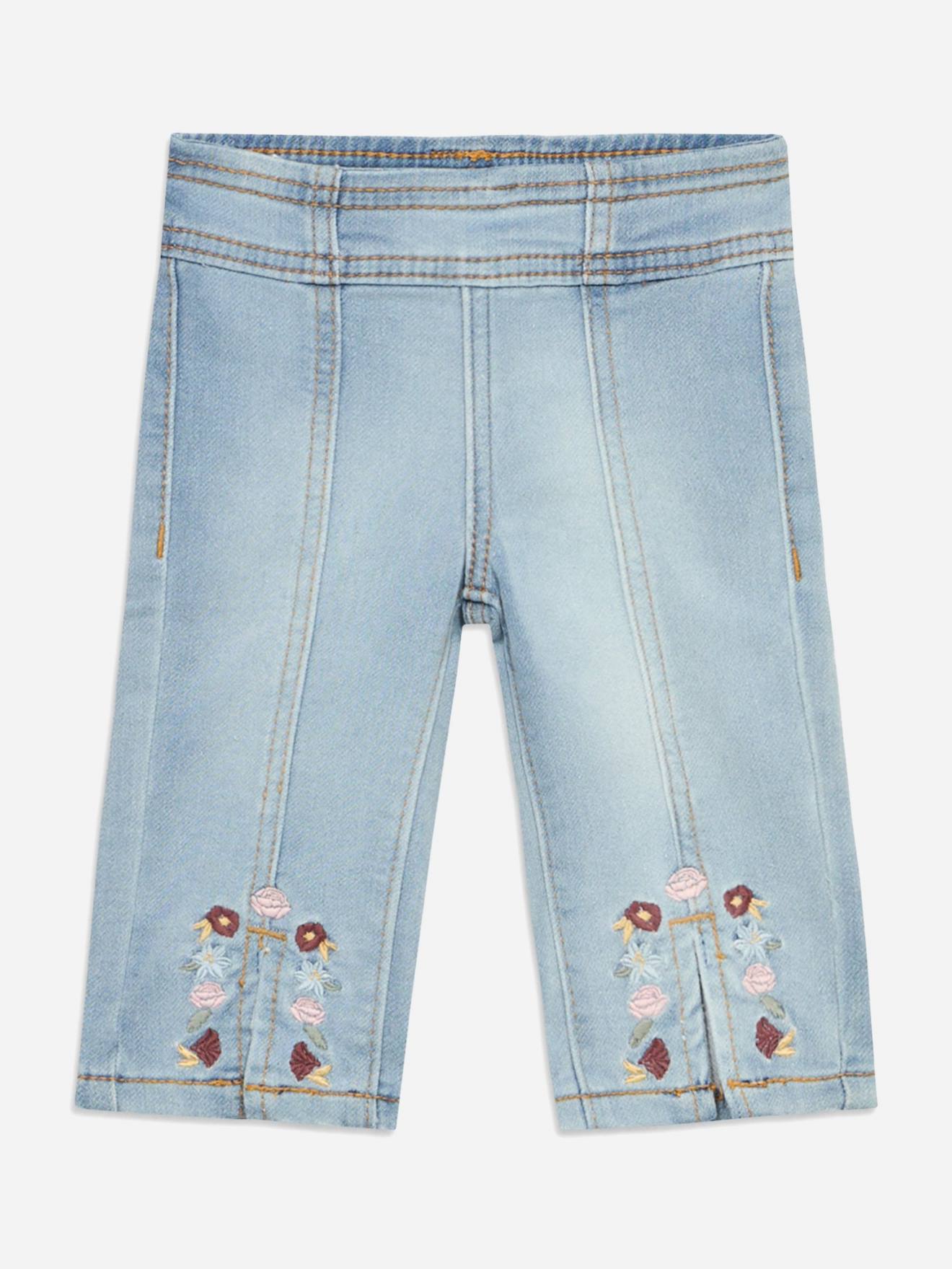 Jean À Broderies Light-blue Denim