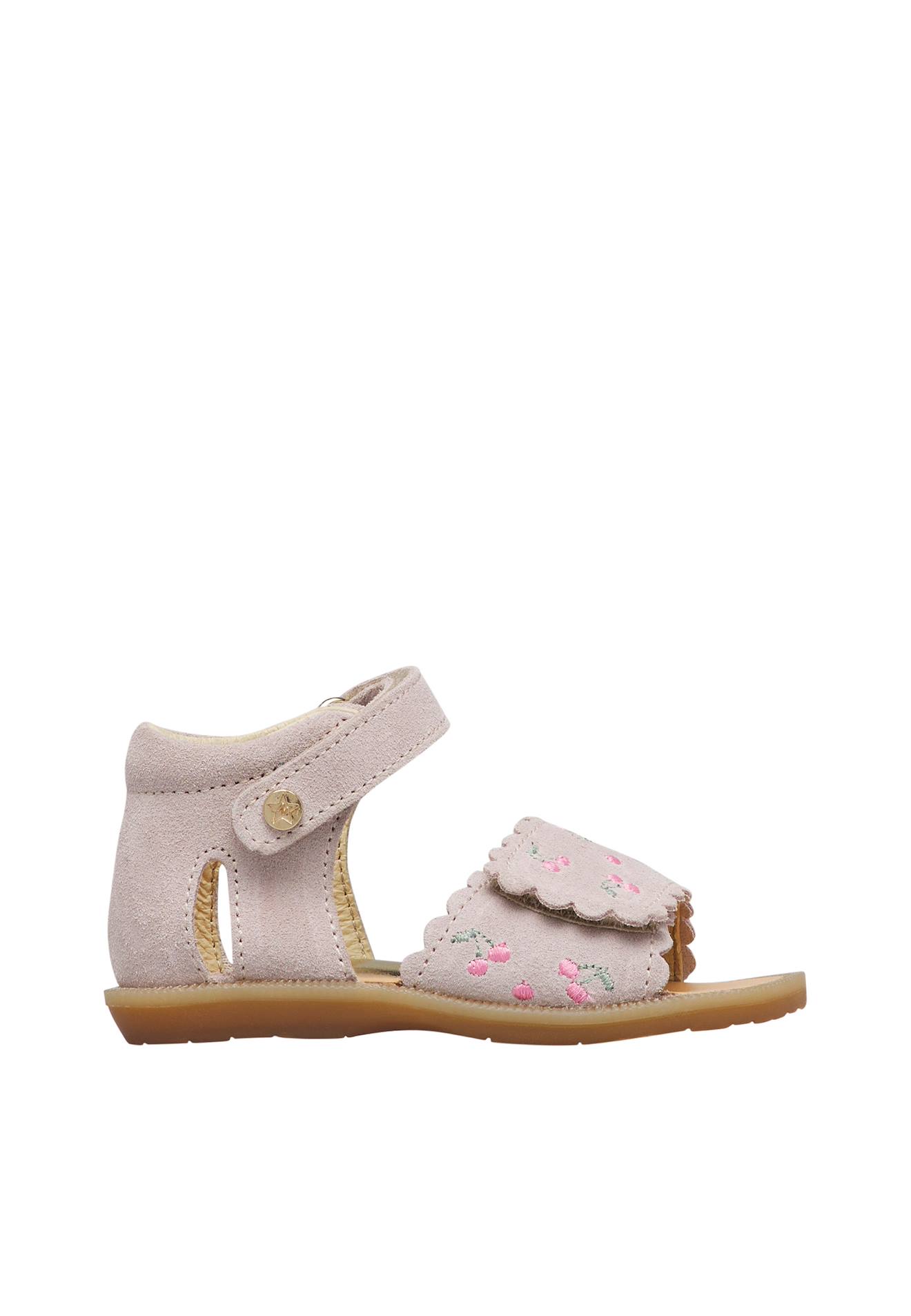 Sandales En Daim Avec Imprimé Cerises Maya Embr Rose Poudré