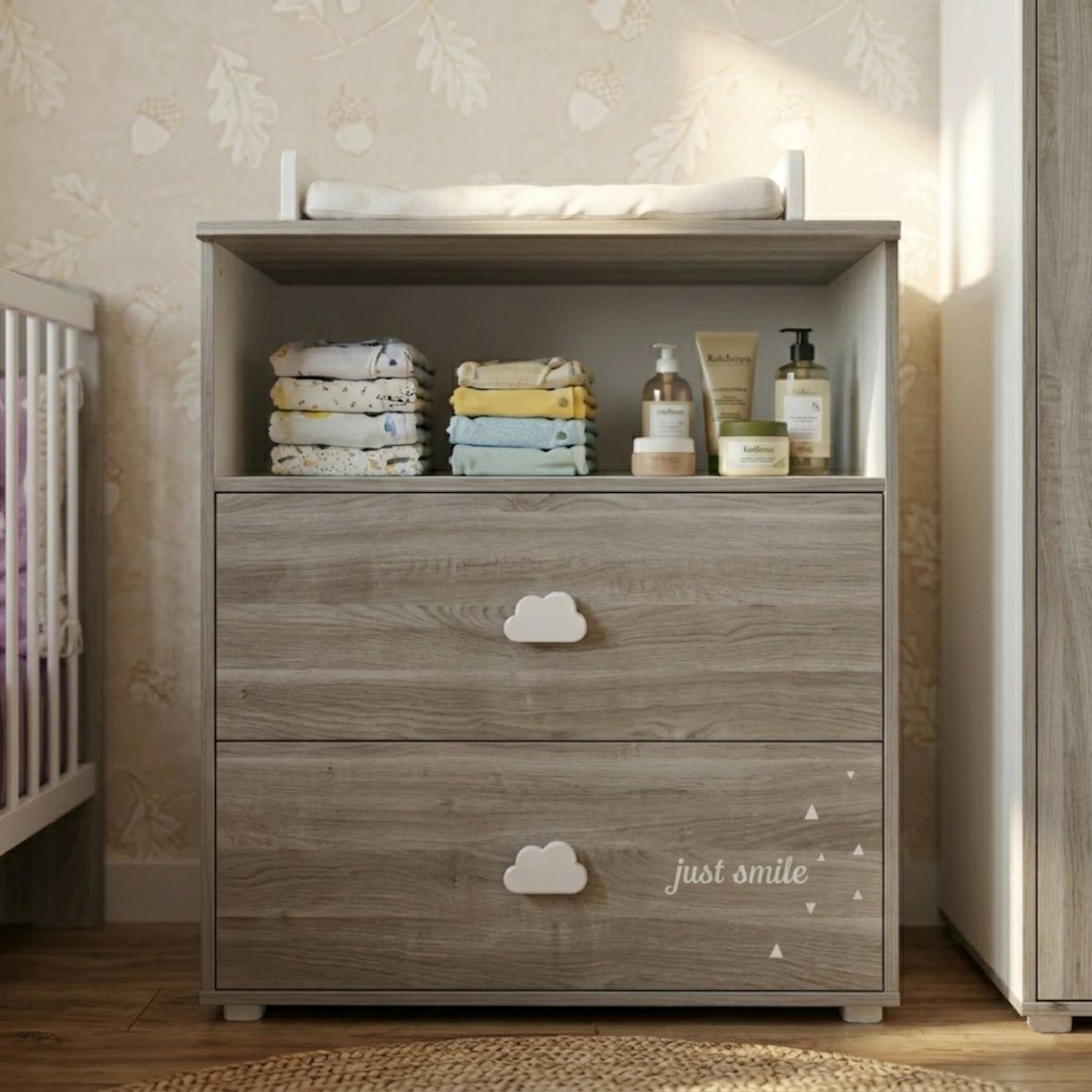 Commode À Langer En Bois - Smile Gris
