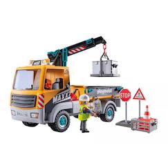 Jouet-Action heroes camion de chantier avec grue et ouvrier et accessoires 71750