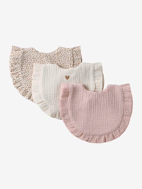 Vertbaudet - Lot 3 bavoirs bohème à volants blush