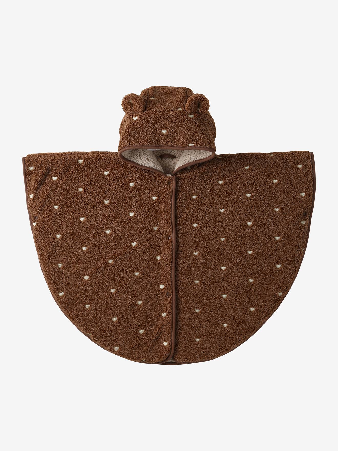 Manteau cape doublé sherpa noisette