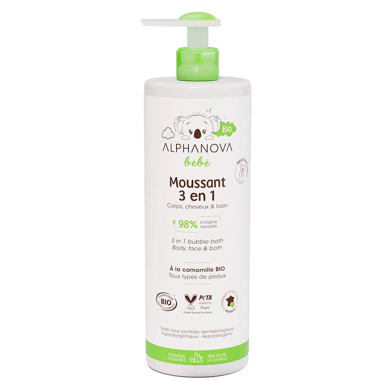 Moussant 3-en-1 Bio 400ml Multicolore (Alphanova) - Image 1