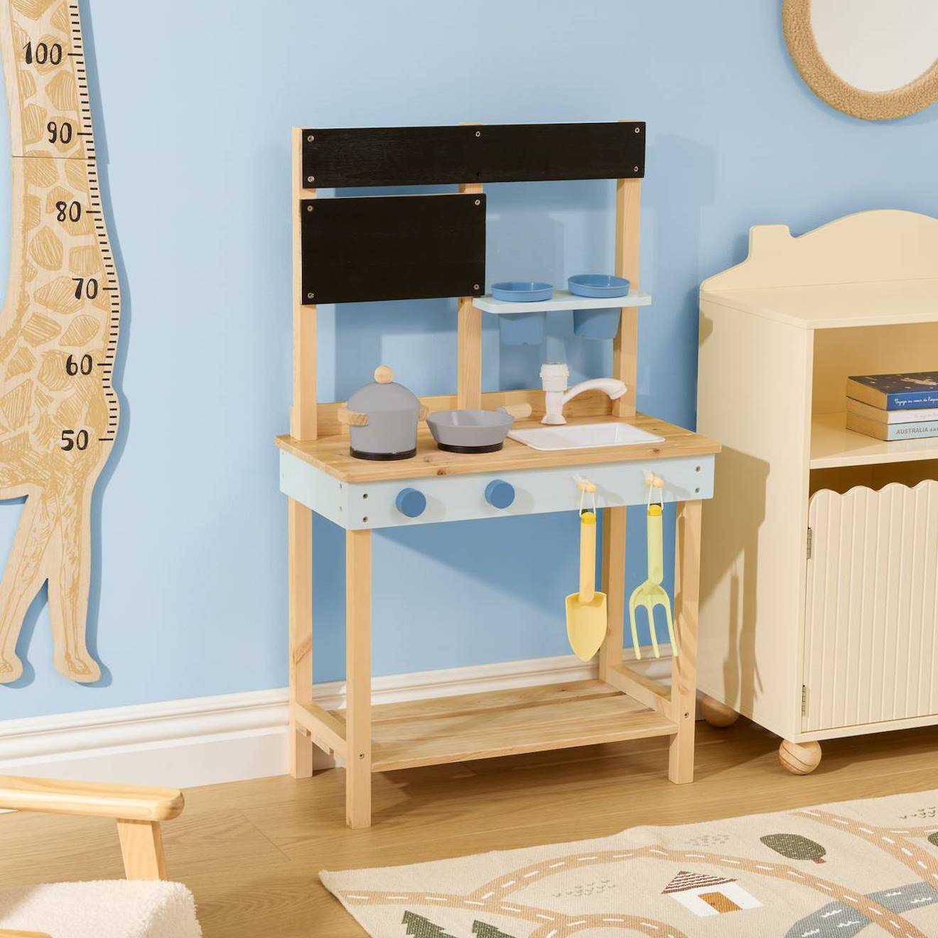 Cuisine Enfant Outy En Bois 55x29x90 Cm Beige