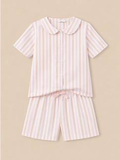 Pyjama Été Enfant Manches Courtes + Short – Motif Kawaii Plaid Rayé Dessin Animé Mignon Fille Garçon