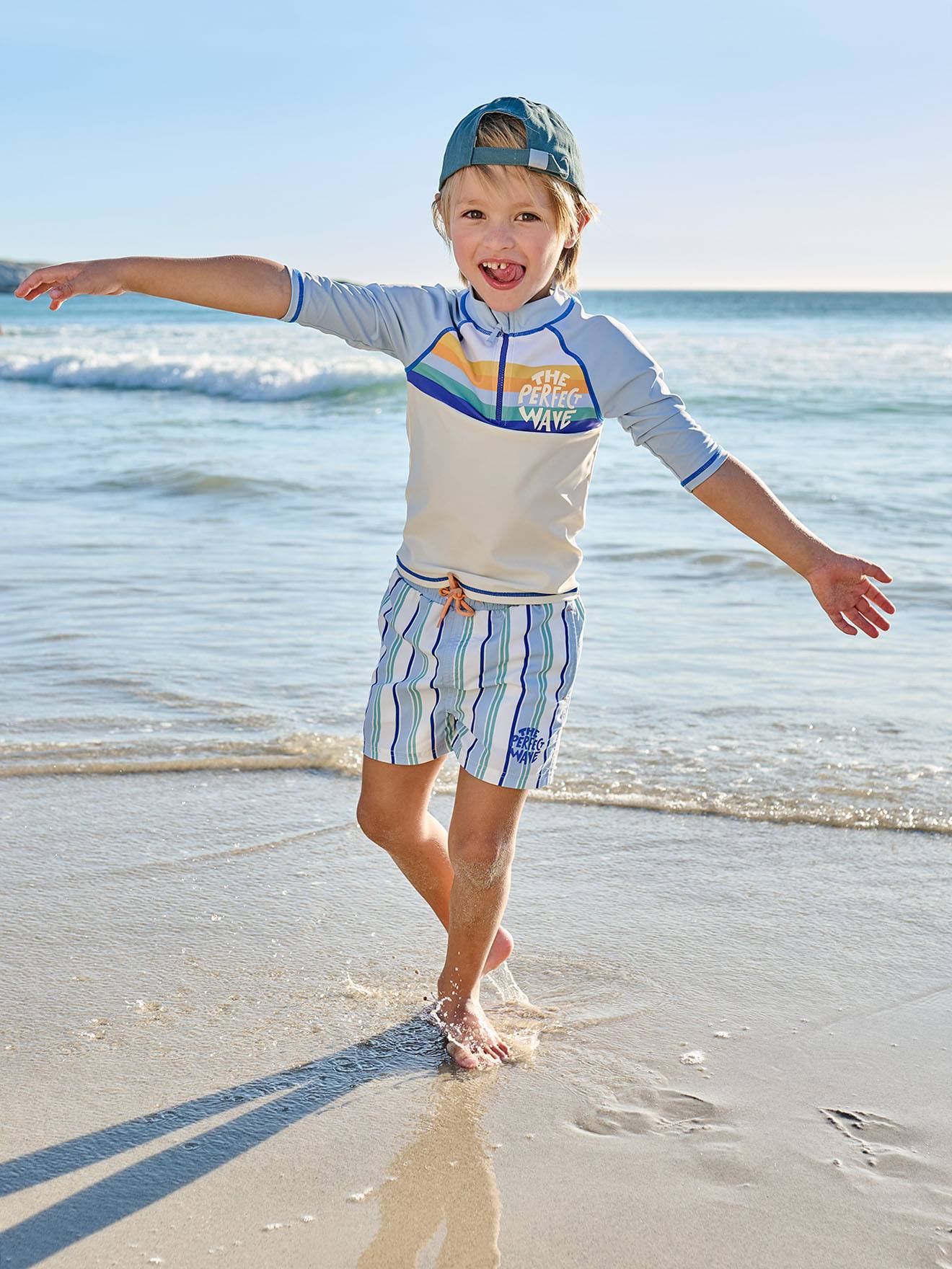 Ensemble maillot de bain anti UV bleu ciel