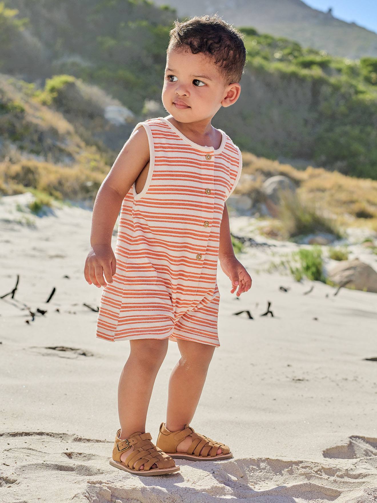 Combishort bébé garçon boutons écru