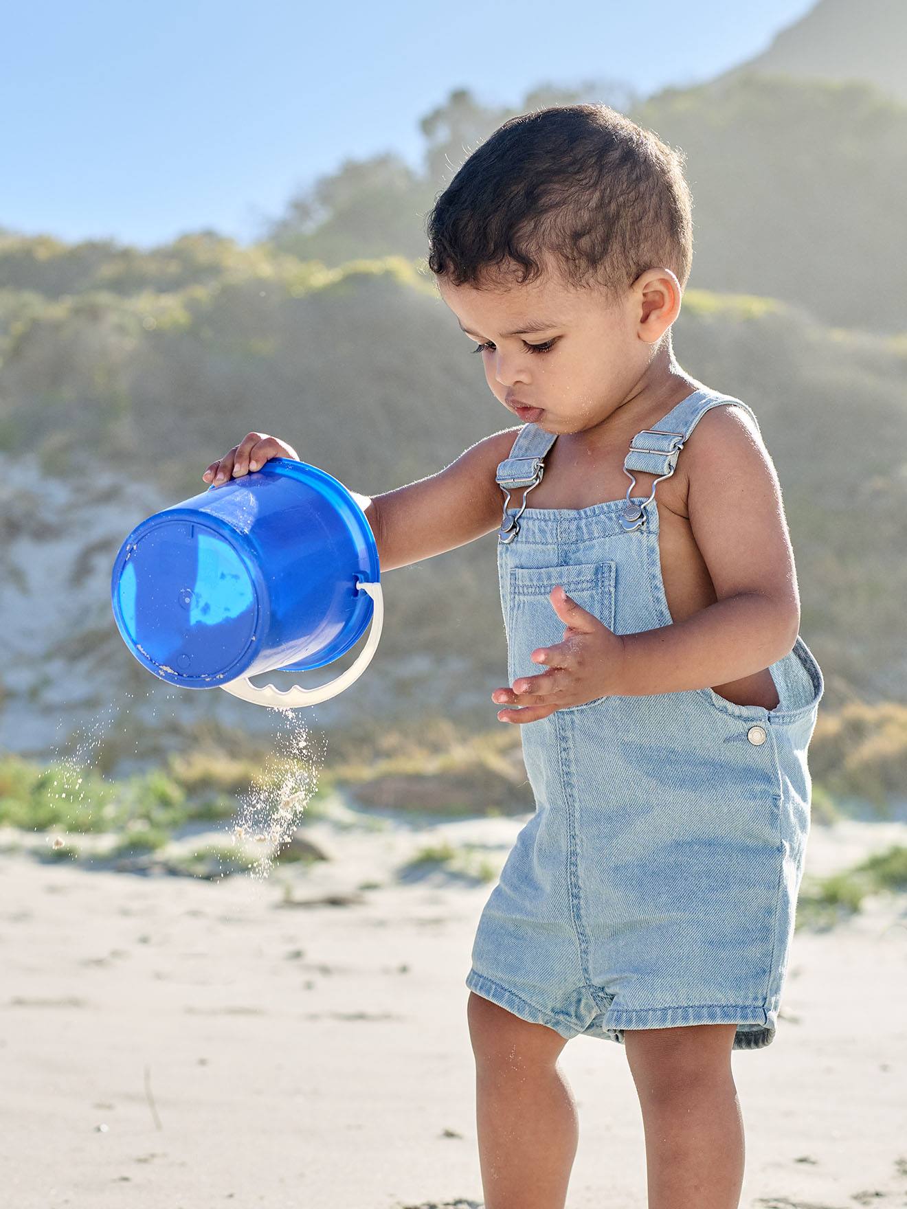 Salopette courte bébé garçon denim double stone