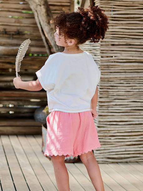 T-shirt manches courtes fille écru 6 - vertbaudet enfant 