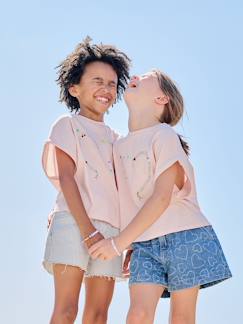 -Short fille twill ceinture à nouer