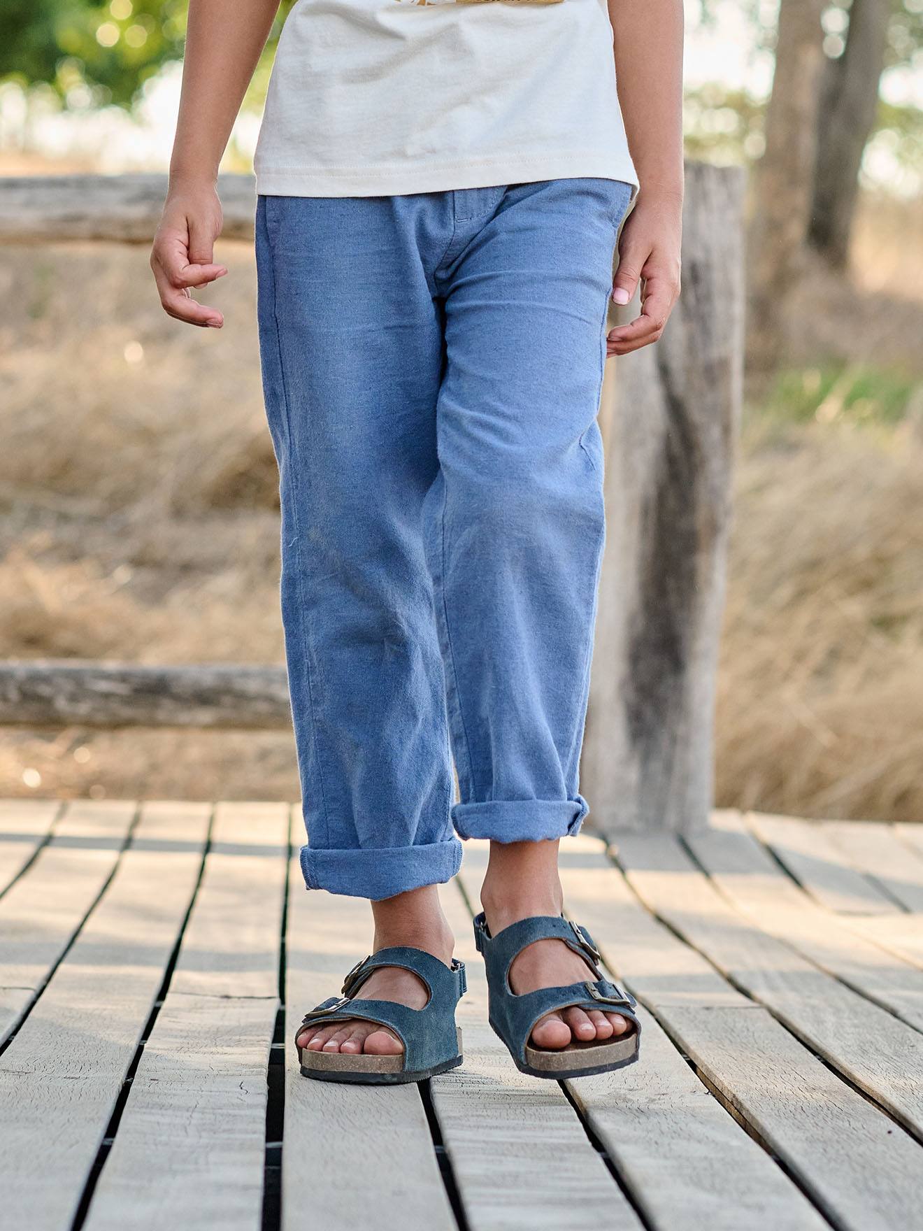 Pantalon garçon léger morphologie médium bleu
