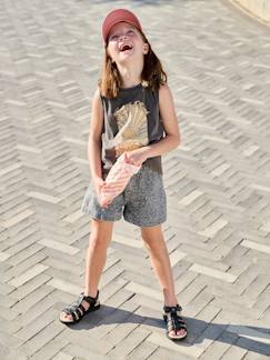 Short fille denim à motifs  - vertbaudet enfant