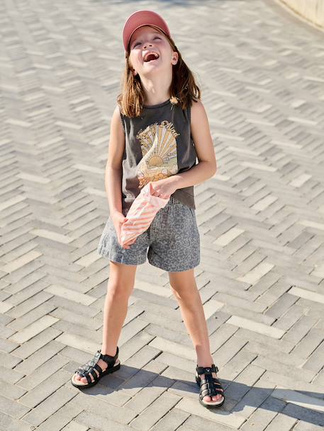 Short fille denim à motifs  - vertbaudet enfant