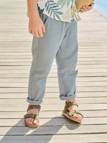 Garçon-Pantalon gaze de coton garçon taille ajustable