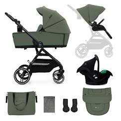 Puériculture-Poussette-Poussette 3 en 1 Kinderkraft YOXI avec Nacelle Transformable, Siège Réversible, MINK PRO i-Size et Roues Increvables