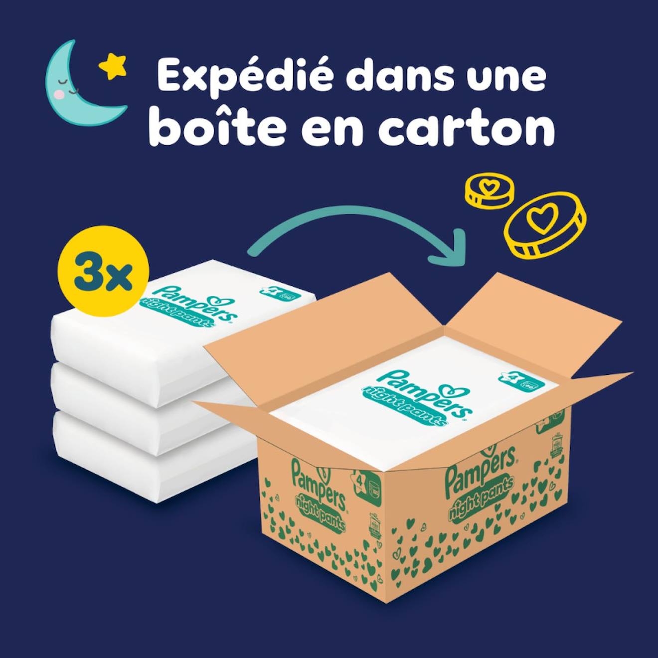Baby-dry Night Pants Pour La Nuit, Taille 4, 180 Couches-culottes, 9kg - 15kg Pack 1 Mois Blanc (Pampers) - Image 1