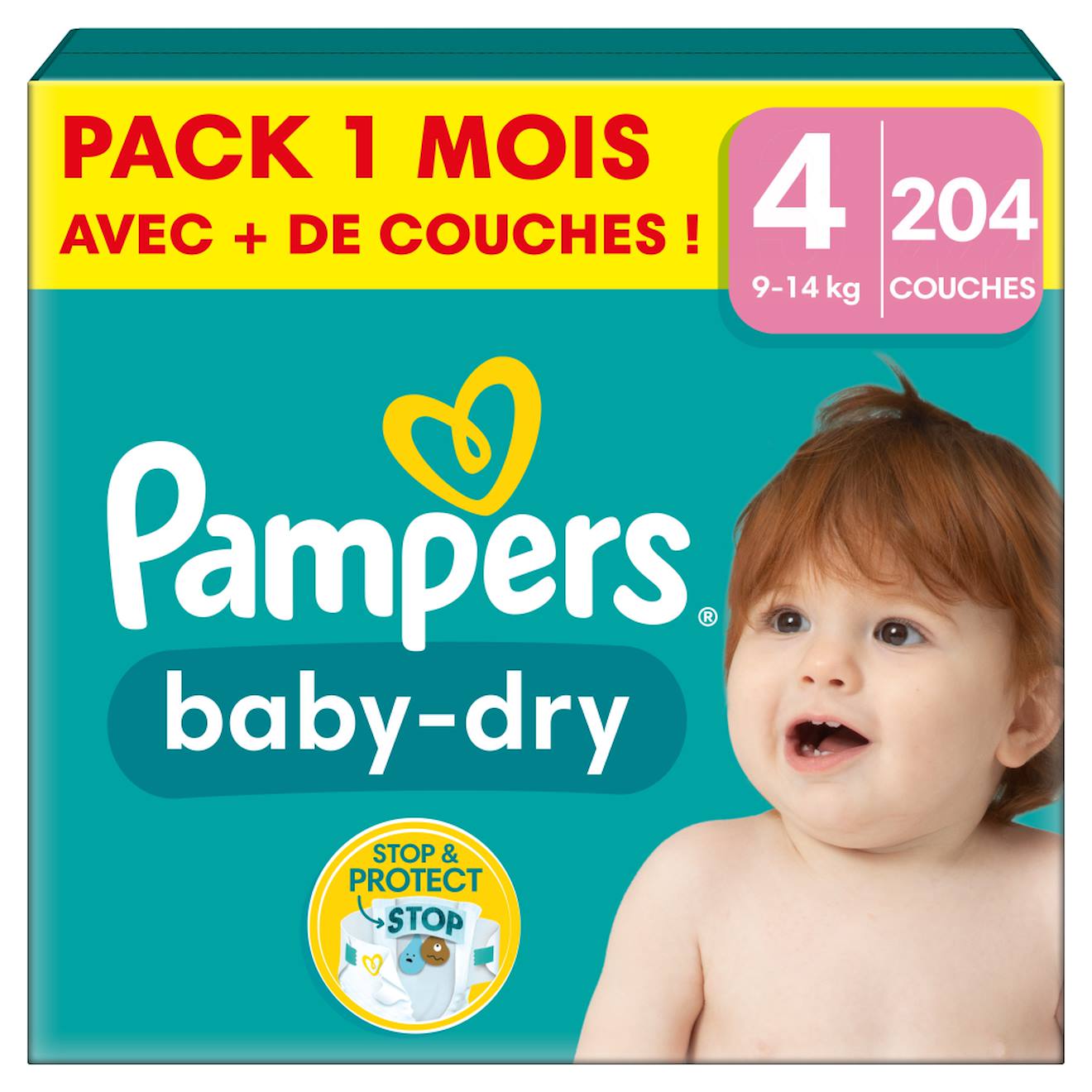 204 Couches Baby-dry, Taille 4, 9-14 Kg Blanc (Pampers) - Couverture