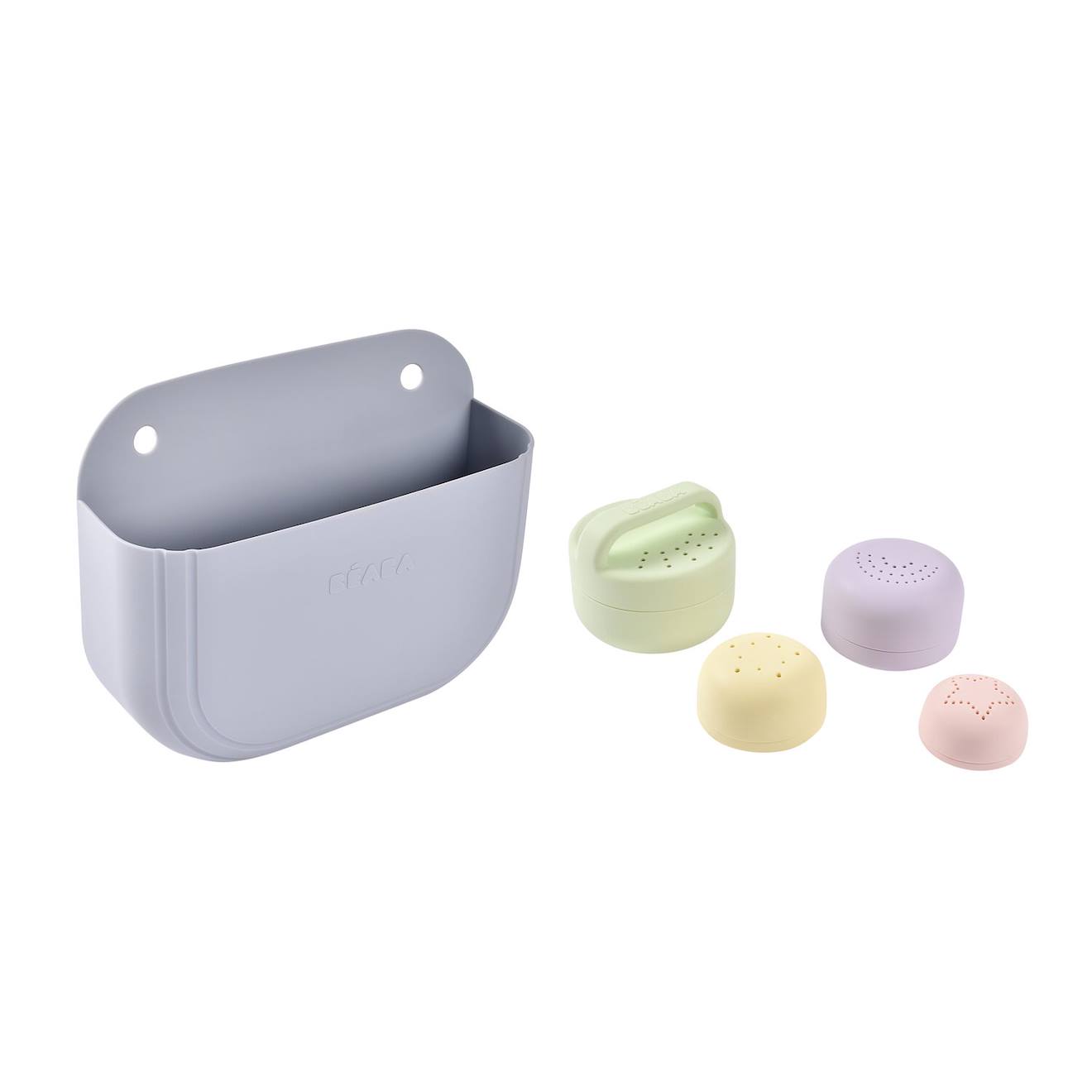 Coffret De Bain Bébé Avec Panier Et Jouets De Bain Silicone Galet (Béaba) - Image 2