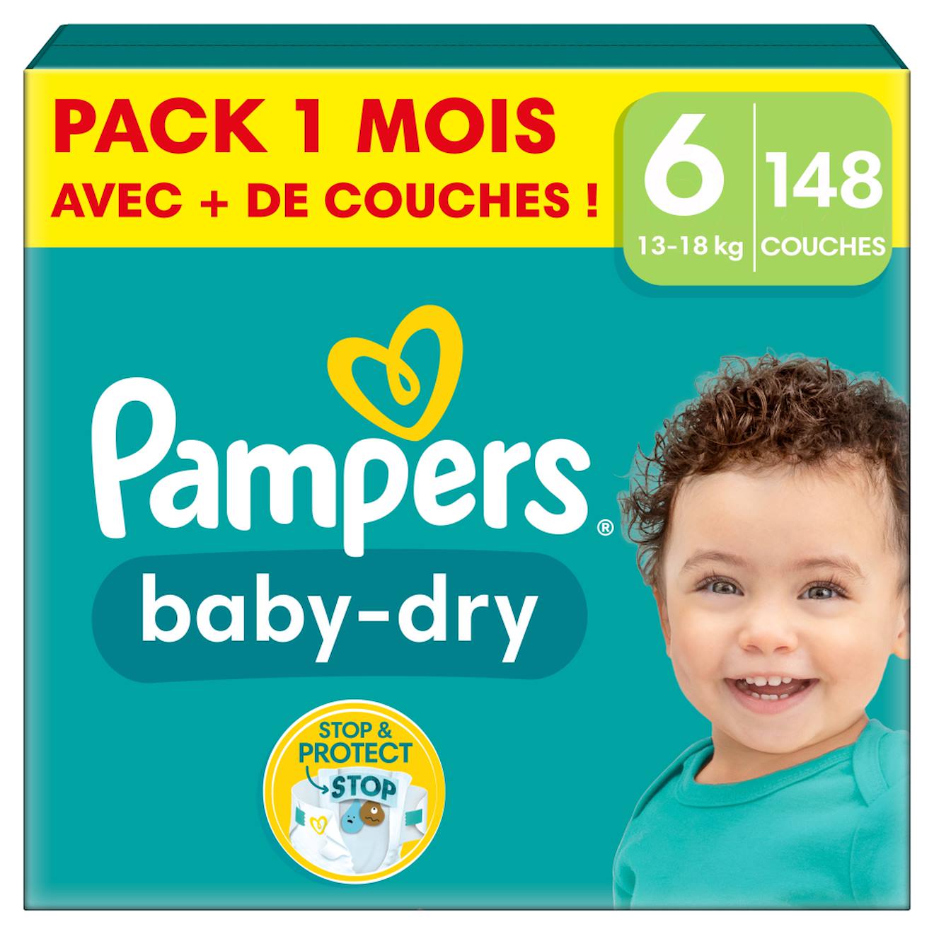 148 Couches Baby-dry, Taille 6, 13-18 Kg Blanc (Pampers) - Couverture
