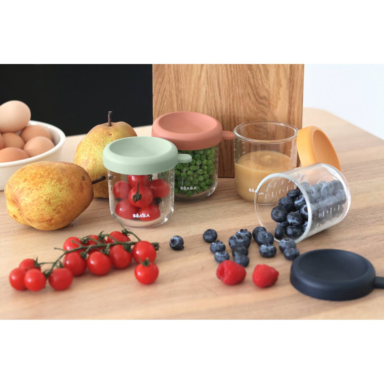 Lot De 4 Portions Repas En Verre 250 Ml Mélange Couleurs (Béaba) - Image 1
