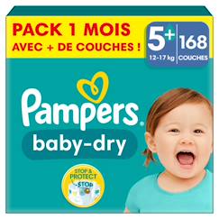 Puériculture-168 couches baby-dry, taille 5+, 12-17 kg
